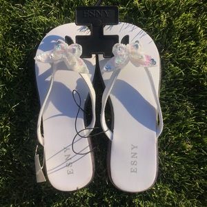 ESNY Y2K Sequined Butterfly Flip Flops